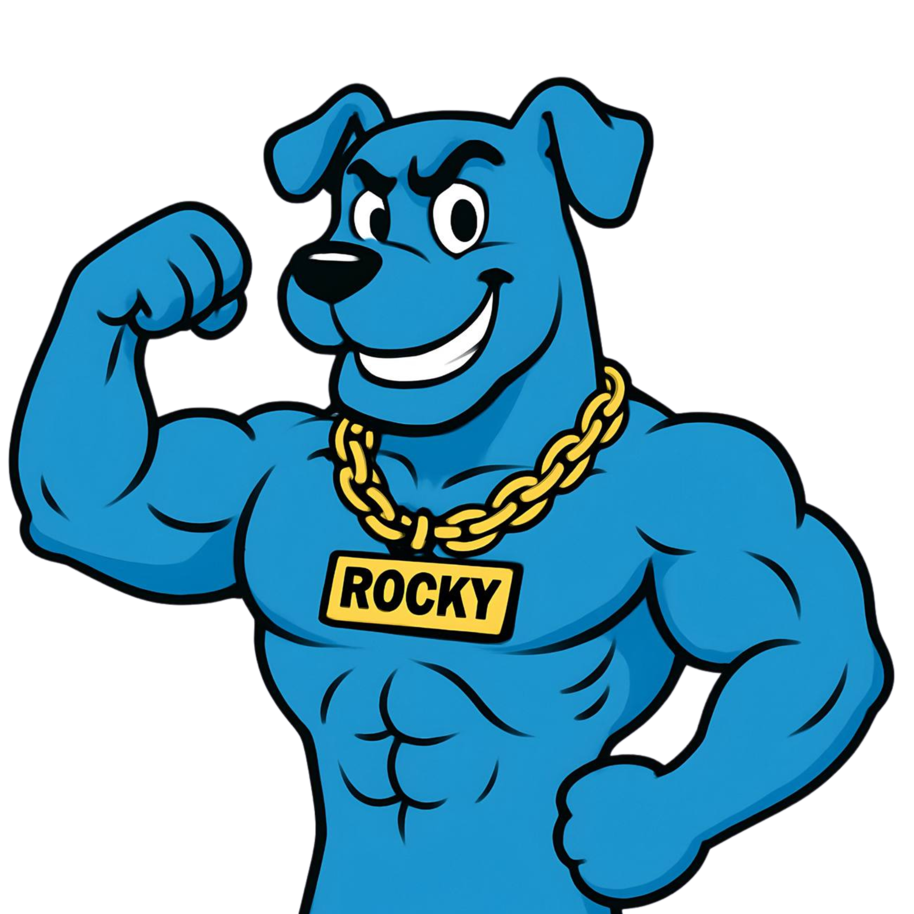 Rocky The Swole Doge flexing his muscles